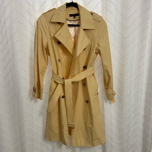 Anne Klein Butter Yellow Double-Breasted Trench Coat